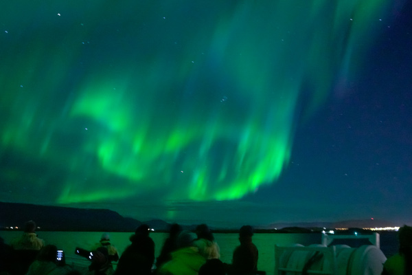 People watching the aurora borealis