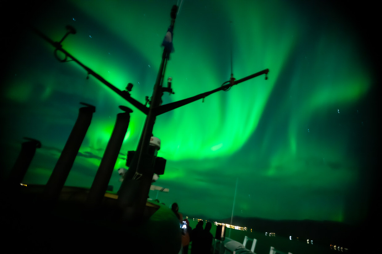 Northern Lights display seen from sea